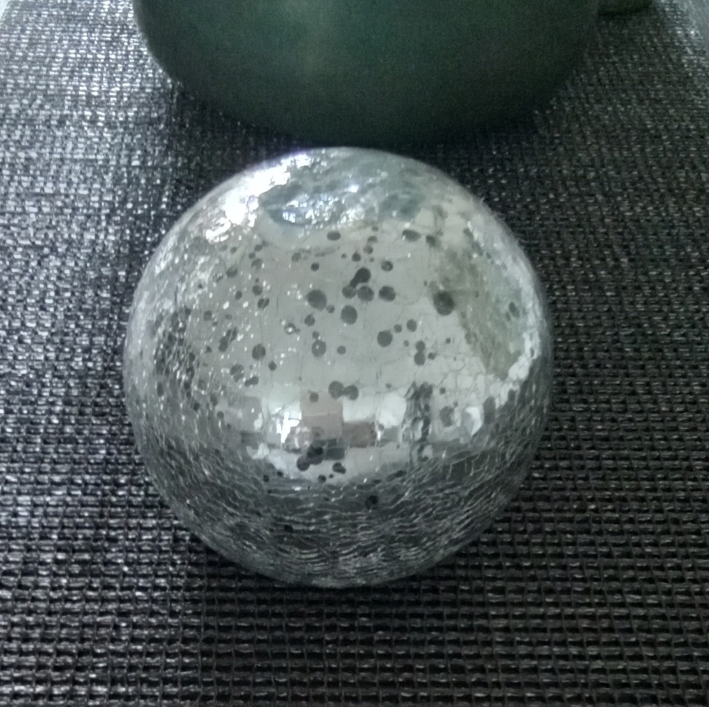 Silver Crackle Glass Decorative Globe Sphere
